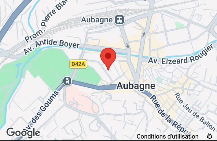 Plan d’accès au cabinet dentaire du Dr Matthieu Simon, 6 avenue Joseph Fallen à Aubagne